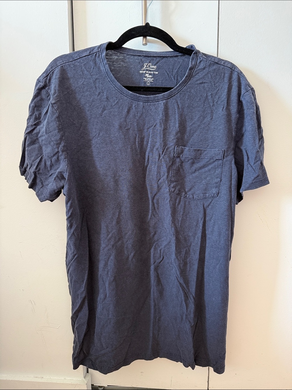 J. Crew Men’s Hemp blend Short-Sleeve Pocket Tee in Navy